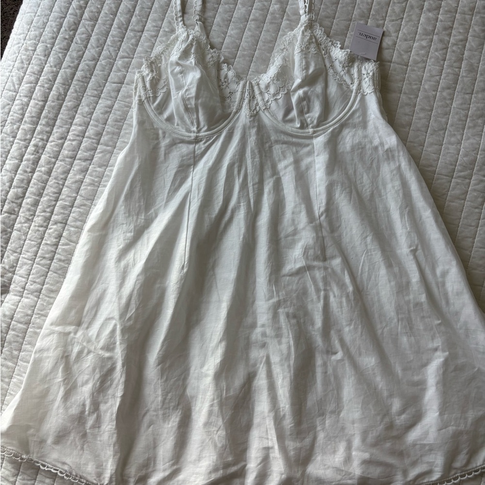 White Lace-Trim Slip Dress - Unbranded